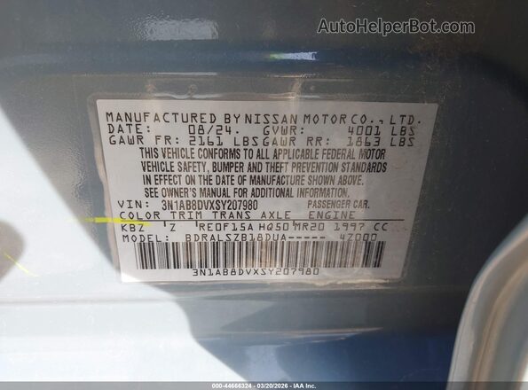 3N1AB8DVXSY207980 2025 NISSAN SENTRA Light Blue Widok komory silnika