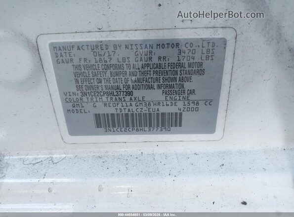 3N1CE2CP8HL377390 2017 NISSAN VERSA NOTE Белый Вид подкапотного пространства