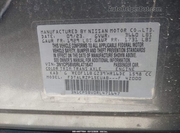 3N1CP5BV0RL471647 2024 NISSAN KICKS Black Widok komory silnika