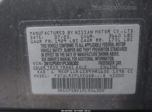 3N1CP5BV1PL556302 2023 NISSAN KICKS Gray Widok komory silnika
