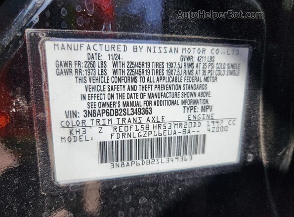3N8AP6DB2SL349363 2025 NISSAN KICKS Black Engine compartment view
