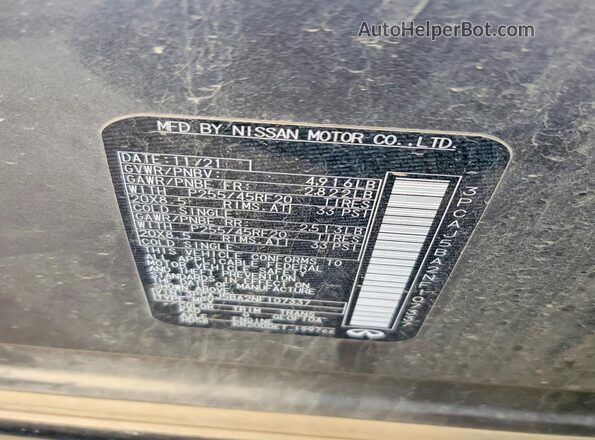 3PCAJ5BA2NF107337 2022 INFINITI QX50 Gray VIN կոդի պիտակի տեսք