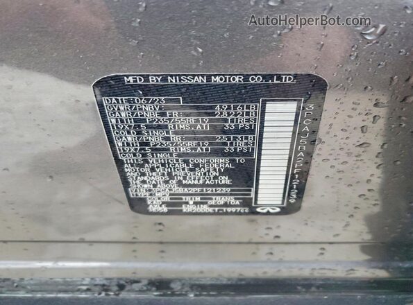 3PCAJ5BA2PF121239 2023 INFINITI QX50 Charcoal Widok wnętrza 360 stopni