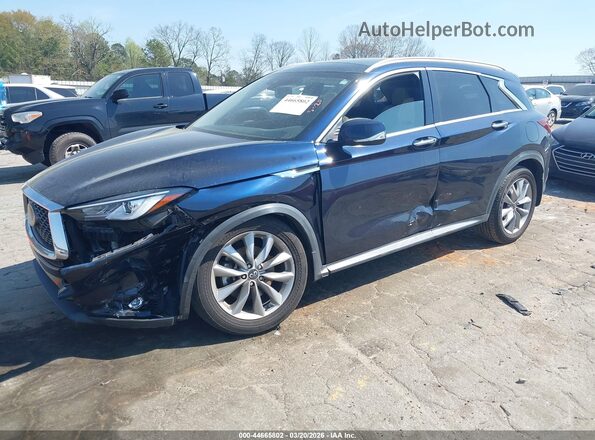 3PCAJ5BA6NF117076 2022 INFINITI QX50 Blue წინა მარცხენა ხედი სამი მეოთხედიდან