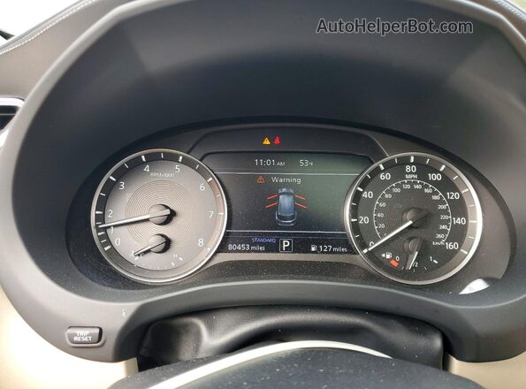 3PCAJ5M17KF133585 2019 INFINITI QX50 Blue Instrument cluster view