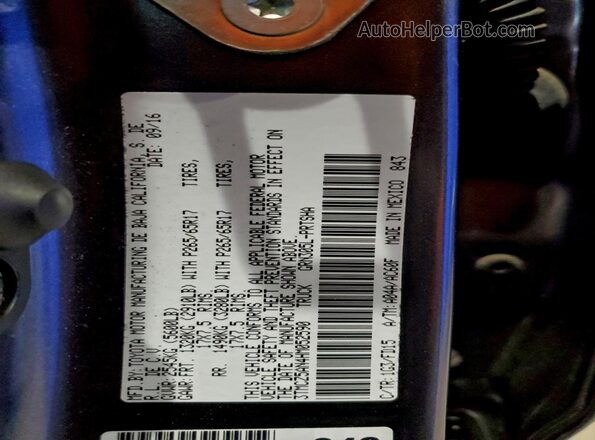 3TMCZ5AN4HM052590 2017 TOYOTA TACOMA Black Widok komory silnika