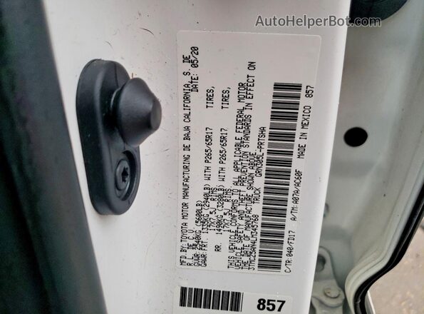 3TMCZ5AN4LM345768 2020 TOYOTA TACOMA Белый Вид наклейки с VIN-кодом