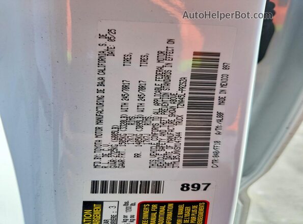 3TMLB5JNXSM147344 2025 TOYOTA TACOMA White Շարժիչի բաժամունքի տեսք