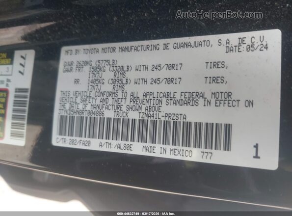 3TYKD5HN8RT004886 2024 TOYOTA TACOMA Black Вид підкапотного простору