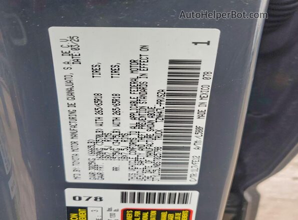 3TYLC5LN0ST025798 2025 TOYOTA TACOMA Gray Vista de la etiqueta del VIN