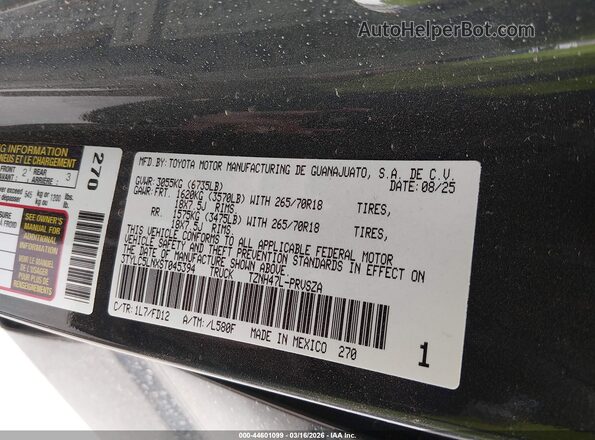 3TYLC5LNXST045394 2025 TOYOTA TACOMA HYBRID Черный Вид подкапотного пространства