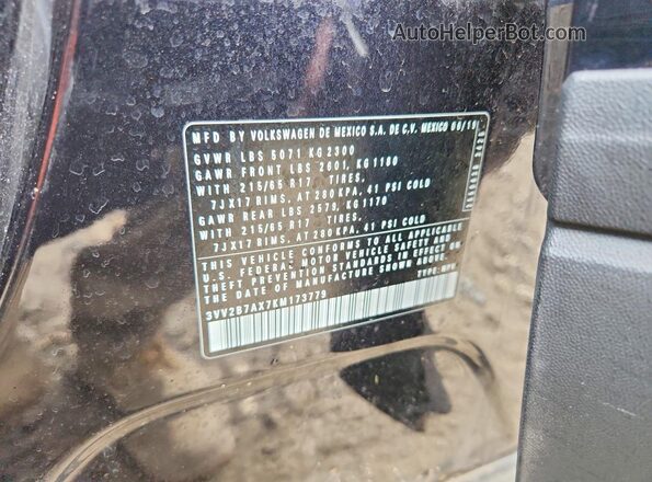 3VV2B7AX7KM173779 2019 VOLKSWAGEN TIGUAN Черный Вид подкапотного пространства