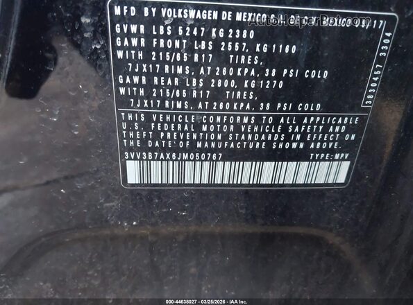 3VV3B7AX6JM050767 2018 VOLKSWAGEN TIGUAN Синий Вид подкапотного пространства