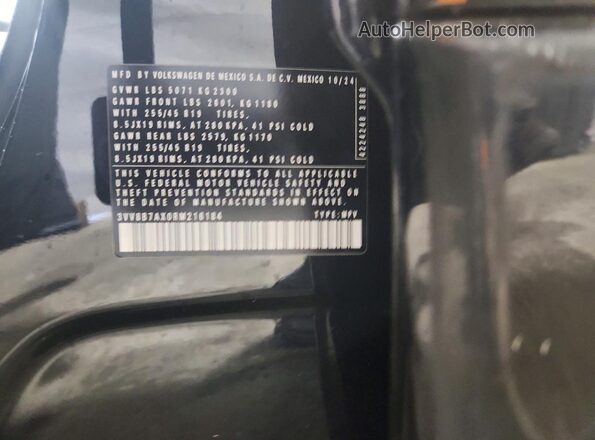 3VV8B7AX0RM216184 2024 VOLKSWAGEN TIGUAN Черный Вид наклейки с VIN-кодом
