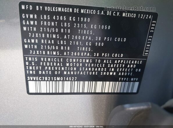 3VVEC7B21SM014527 2025 VOLKSWAGEN TAOS Серебряный Вид подкапотного пространства
