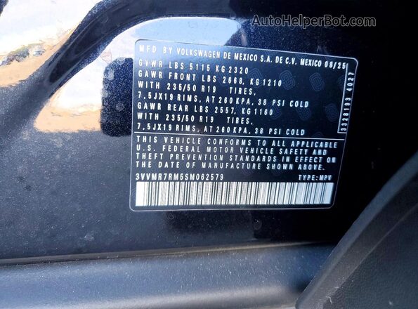 3VVMR7RM5SM062579 2025 VOLKSWAGEN TIGUAN Черный Вид наклейки с VIN-кодом