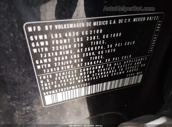 3VVNX7B29PM311301 2023 VOLKSWAGEN TAOS Черный Вид подкапотного пространства