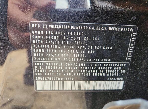 3VVSC7B23TM011682 2026 VOLKSWAGEN TAOS Black VIN կոդի պիտակի տեսք