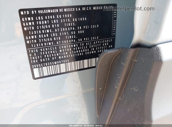 3VVSC7B25SM067055 2025 VOLKSWAGEN TAOS Синий Вид подкапотного пространства