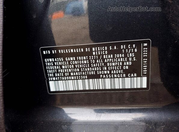 3VW4T7AU9HM032308 2017 VOLKSWAGEN GTI Серый Вид подкапотного пространства