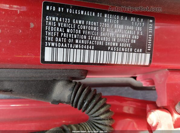 3VW5DAAT8JM504848 2018 VOLKSWAGEN BEETLE Красный Вид подкапотного пространства