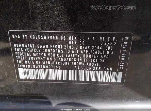 3VW7M7BU3PM007556 2023 VOLKSWAGEN JETTA Black Widok komory silnika