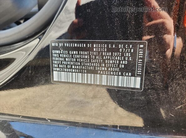3VWC57BU0KM061126 2019 VOLKSWAGEN JETTA Black Vista de la etiqueta del VIN