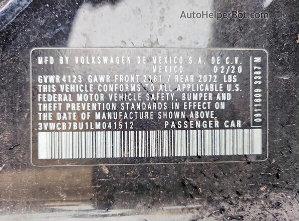 3VWCB7BU1LM041512 2020 VOLKSWAGEN JETTA Черный Вид подкапотного пространства