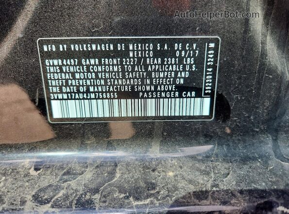 3VWM17AU4JM756855 2018 VOLKSWAGEN GOLF Черный Вид подкапотного пространства