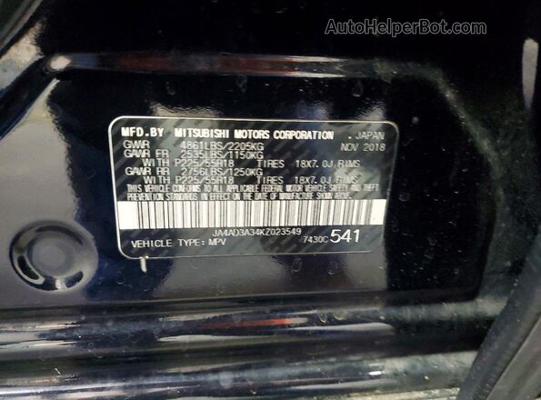 JA4AD3A34KZ023549 2019 MITSUBISHI OUTLANDER Black Widok wnętrza 360 stopni
