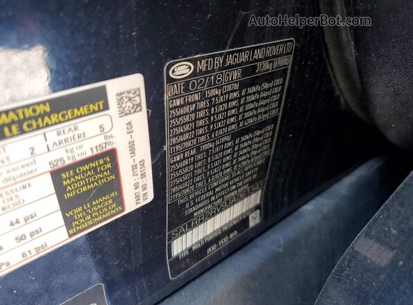 SALRR2RV9JA061343 2018 LAND ROVER DISCOVERY Синий Панорамный вид салона 360°