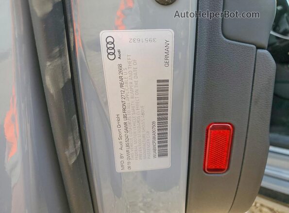 WUABWCF58KA907509 2019 AUDI RS5 Серый Вид наклейки с VIN-кодом