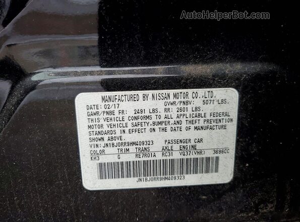 JN1BJ0RR9HM409323 2017 INFINITI QX50 Черный Вид наклейки с VIN-кодом