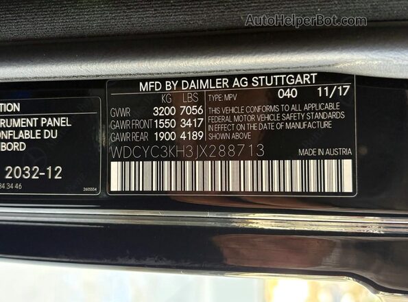 WDCYC3KH3JX288713 2018 MERCEDES-BENZ G-CLASS Black Вид задньої частини салону