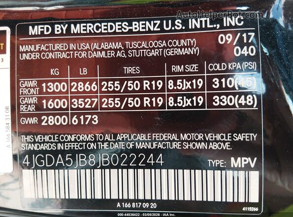 4JGDA5JB8JB022244 2018 MERCEDES-BENZ GLE 350 Черный Вид подкапотного пространства