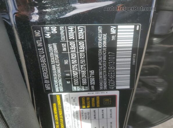 4JGDF6EE0JB131017 2018 MERCEDES-BENZ GLS Black Vista de la etiqueta del VIN
