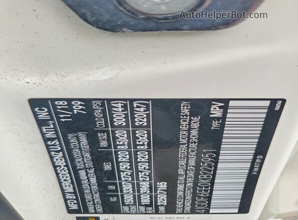 4JGDF6EE0KB225951 2019 MERCEDES-BENZ GLS Белый Панорамный вид салона 360°