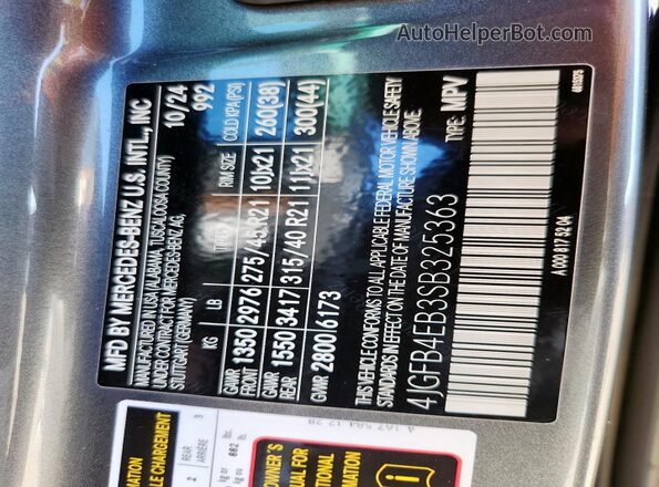 4JGFB4EB3SB325363 2025 MERCEDES-BENZ GLE Серый Вид подкапотного пространства
