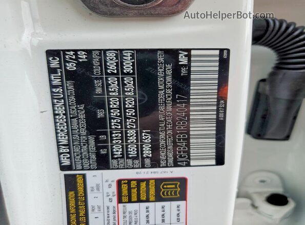 4JGFB4FB1RB240417 2024 MERCEDES-BENZ GLE Белый Вид подкапотного пространства