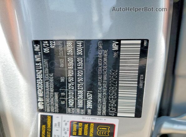 4JGFB4FB5RB229582 2024 MERCEDES-BENZ GLE Silver Widok naklejki z numerem VIN