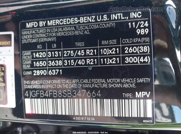 4JGFB4FB8SB347664 2025 MERCEDES-BENZ GLE 350 Зеленый Вид подкапотного пространства