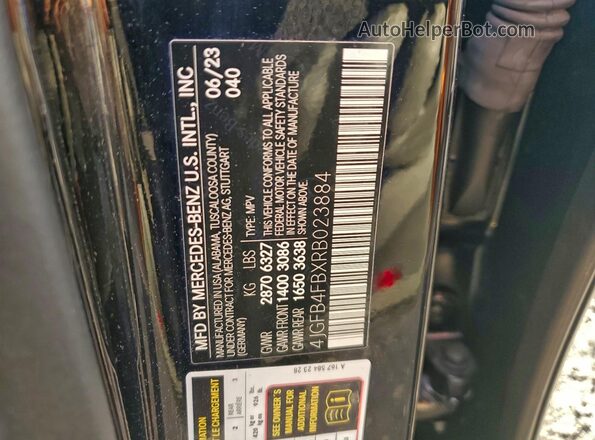 4JGFB4FBXRB023884 2024 MERCEDES-BENZ GLE Черный Вид наклейки с VIN-кодом