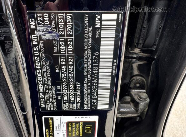 4JGFB4KB6MA481376 2021 MERCEDES-BENZ GLE Black Rear seats view