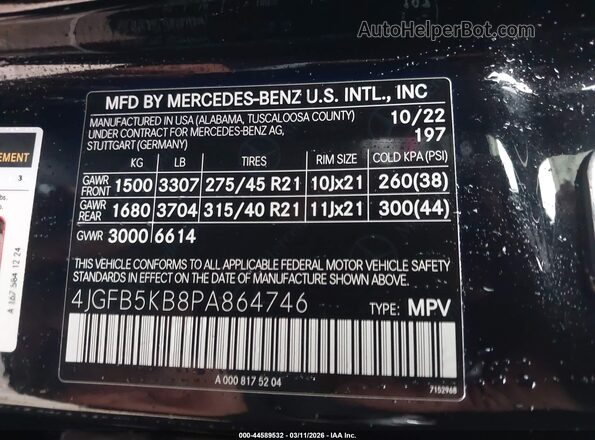 4JGFB5KB8PA864746 2023 MERCEDES-BENZ GLE 450 Black Vista del compartimento del motor
