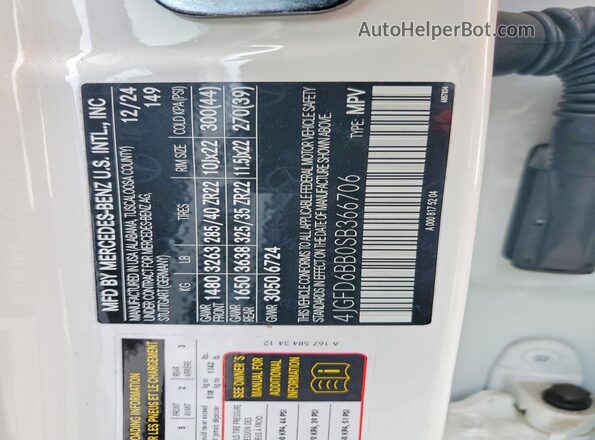 4JGFD6BB0SB366706 2025 MERCEDES-BENZ GLE White Widok naklejki z numerem VIN