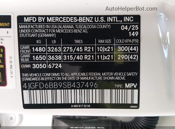 4JGFD6BB9SB437496 2025 MERCEDES-BENZ AMG GLE 53 COUPE White Widok komory silnika