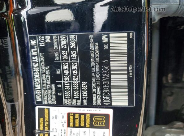 4JGFD8KB3PA893616 2023 MERCEDES-BENZ GLE Black Панорамний вид салону 360°