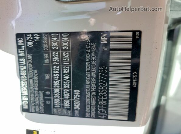 4JGFF8FE3SB277755 2025 MERCEDES-BENZ GLS Белый Вид наклейки с VIN-кодом
