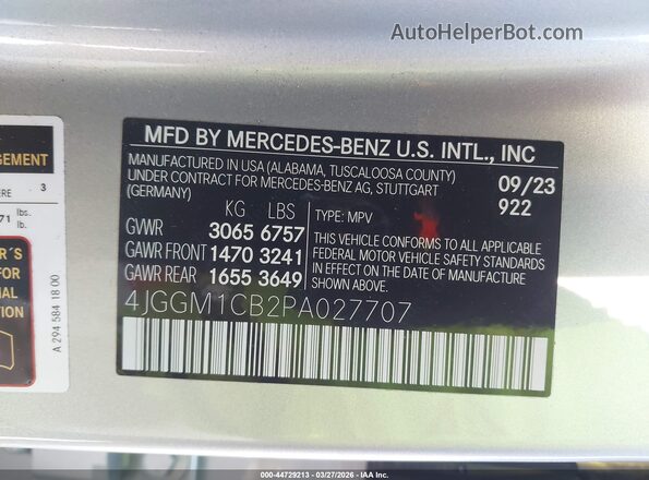 4JGGM1CB2PA027707 2023 MERCEDES-BENZ EQE 350 SUV Gray Widok komory silnika