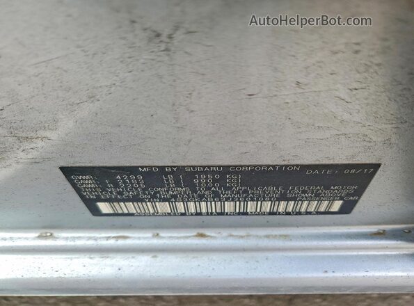 4S3GKAB63J3601080 2018 SUBARU IMPREZA Серебряный Вид подкапотного пространства